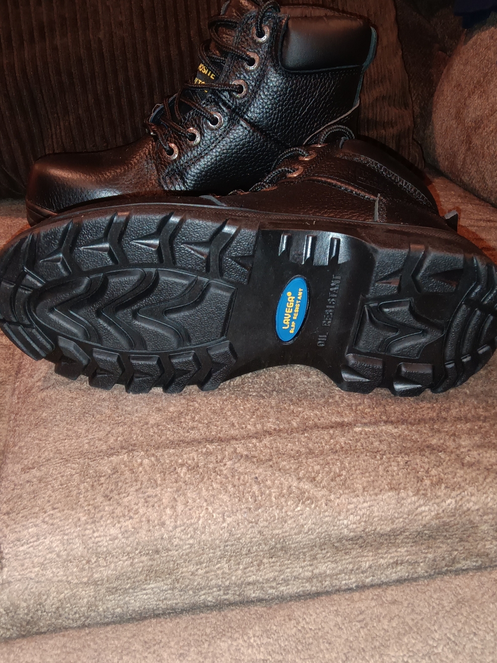 Women's Black Lace-Up Work Boots with Padded Ankle - Picture 2 of 6